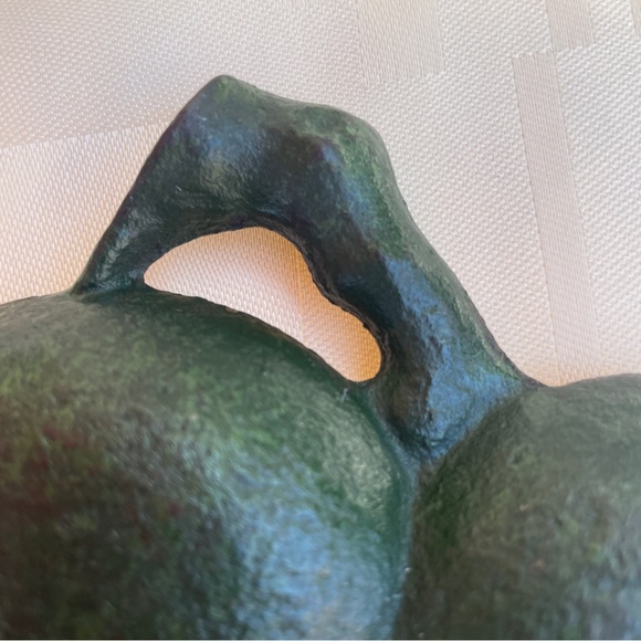 Vintage Verdigris Cast Iron Bronze Leaf Peach Trinket Dish Japan Unbranded - Picture 9 of 12